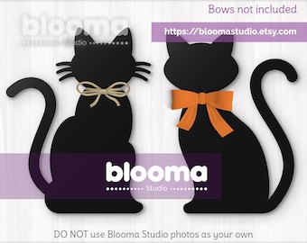 Black cat shelf sitter svg, Wood black cat svg, Standing cat with base, Halloween decor svg, Halloween decorations laser cut files, Png