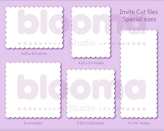 Scalloped Invitation SVG Templates: Rectangle Frame Cut Files (Digital Download)