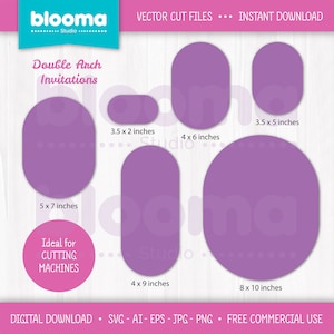 Double arch SVG, Double arch invites, Double arch invitation template, Oval shape svg, Laser cut files, Arch PNG JPG Ai Eps, Commercial use