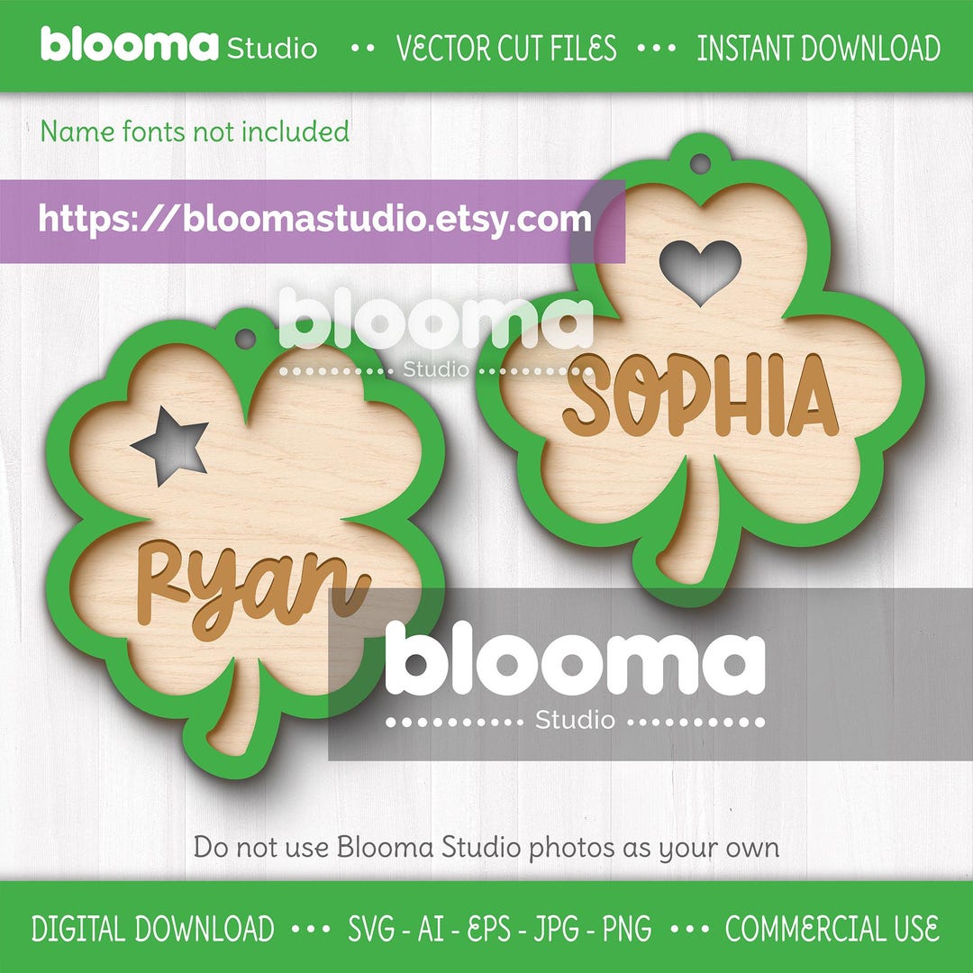 St Patrick's Day Name Tags SVG, Personalized Clover Tag, St Patricks ...