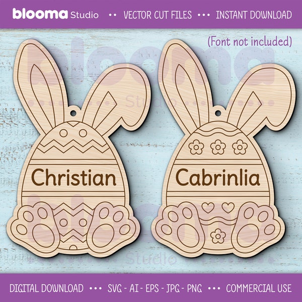 Egg paint kit Svg, Egg coloring svg, Easter name tag laser files, Personalized bunny wood tags for boys and girls, Egg ornament svg, Eps Png