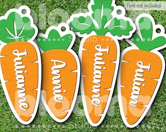 Carrot basket tag Svg, Carrot tag svg, Easter name tags laser file, Easter decor svg, Easter ornament svg, Commercial use, Ai Eps Png Jpg