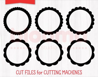 Scallop frame SVG, Scalloped frame clipart, Photo frame svg, Circle frame svg, Laser cut file, Scallop Frame PNG, JPG Eps, Commercial use