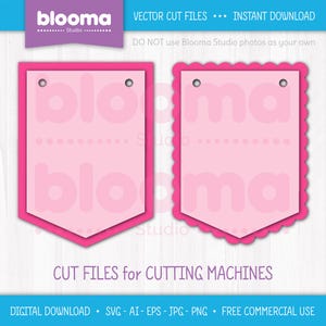 Bunting SVG, Bunting Banner svg, Scallop banner svg, Bunting flag clipart, Birthday banner svg, Garland svg, Laser cut file, Party decor svg