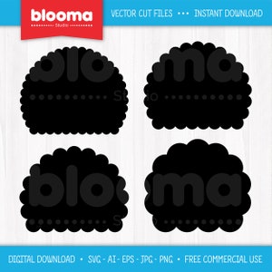 Scalloped shape SVG, Scalloped half circle svg, Scalloped tag svg, Scalloped frame svg, Scalloped label clipart, PNG JPG Eps Laser cut file