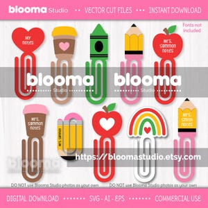 Paperclip leraar cadeau svg, potlood paperclip svg, jumbo paperclip svg, gepersonaliseerd cadeau leraar, waardering leraar svg, bladwijzer svg