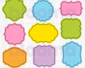 Colorful Frames Clipart Set: Planner Labels, Tags (PNG, JPG, Digital Download)