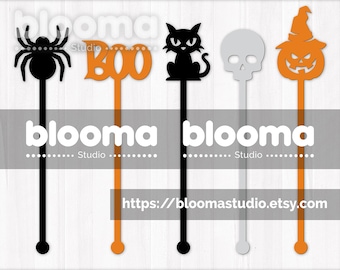 Halloween drink stirrer svg bundle, Halloween drink stir stick svg, Halloween laser cut files, Halloween decor svg, Halloween decorations