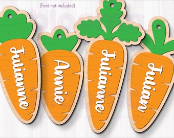 Carrot tag svg, Carrot basket tag Svg, Easter name tags laser file, Easter hang tags, Personalized wood tags, Commercial use, Ai Eps Png