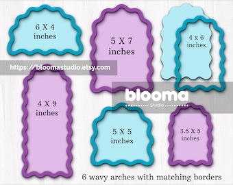 Wavy arch Svg bundle, Scalloped arch frame, Wavy shapes png, Wedding table decor laser file