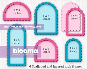 Scalloped arch Svg bundle, Scallop arch frames, Layered arch, Digital shapes template