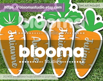 Carrot basket tag Svg, Carrot tag svg, Easter name tags laser file, Easter decor svg, Easter ornament svg, Commercial use, Ai Eps Png Jpg