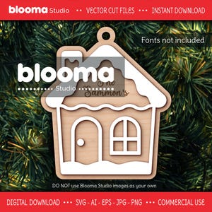 Peperkoek ornament Svg, huis sieraad svg, familienaam sieraad, gepersonaliseerd kerstornament, kerstdecor laserbestanden, eps png