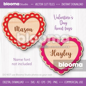 Valentinstag Herz Anhänger svg, Herz Namensschild svg, Herzkorbanhänger svg, Valentinstag Laser-Dateien, Ausgebogtes Herz svg, Herz Geschenkanhänger