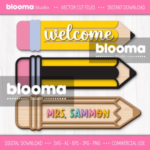 Placa de lápis para professor svg, Arquivos de laser para placa de porta de lápis, Presente para professor svg, Enfeite de volta às aulas svg, Agradecimento ao professor svg, Personalizado
