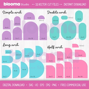 Arch SVG bundle, Invite cut files, Arch wedding invitation template, Arch Sign svg, Digital shape, Half arch PNG JPG Ai Eps, Commercial use