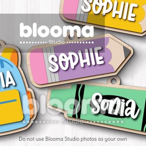 Kids Backpack Name Tag Laser Cut Svg, Back to School Keychain Tag ...