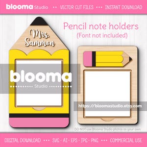 Note holder svg, Personalized teacher gift, Teacher appreciation svg, Teacher laser cut files, Pencil laser cut svg, Commercial use, Eps Png