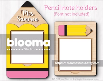 Note holder svg, Personalized teacher gift, Teacher appreciation svg, Teacher laser cut files, Pencil laser cut svg, Commercial use, Eps Png