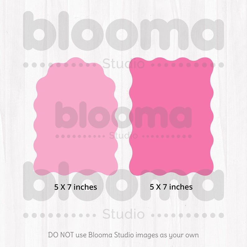 Pode incluir: Dois modelos de cart&otilde;es rosa com bordas festoneadas, cada um medindo 5 x 7 polegadas. Os modelos est&atilde;o em branco e prontos para serem personalizados.