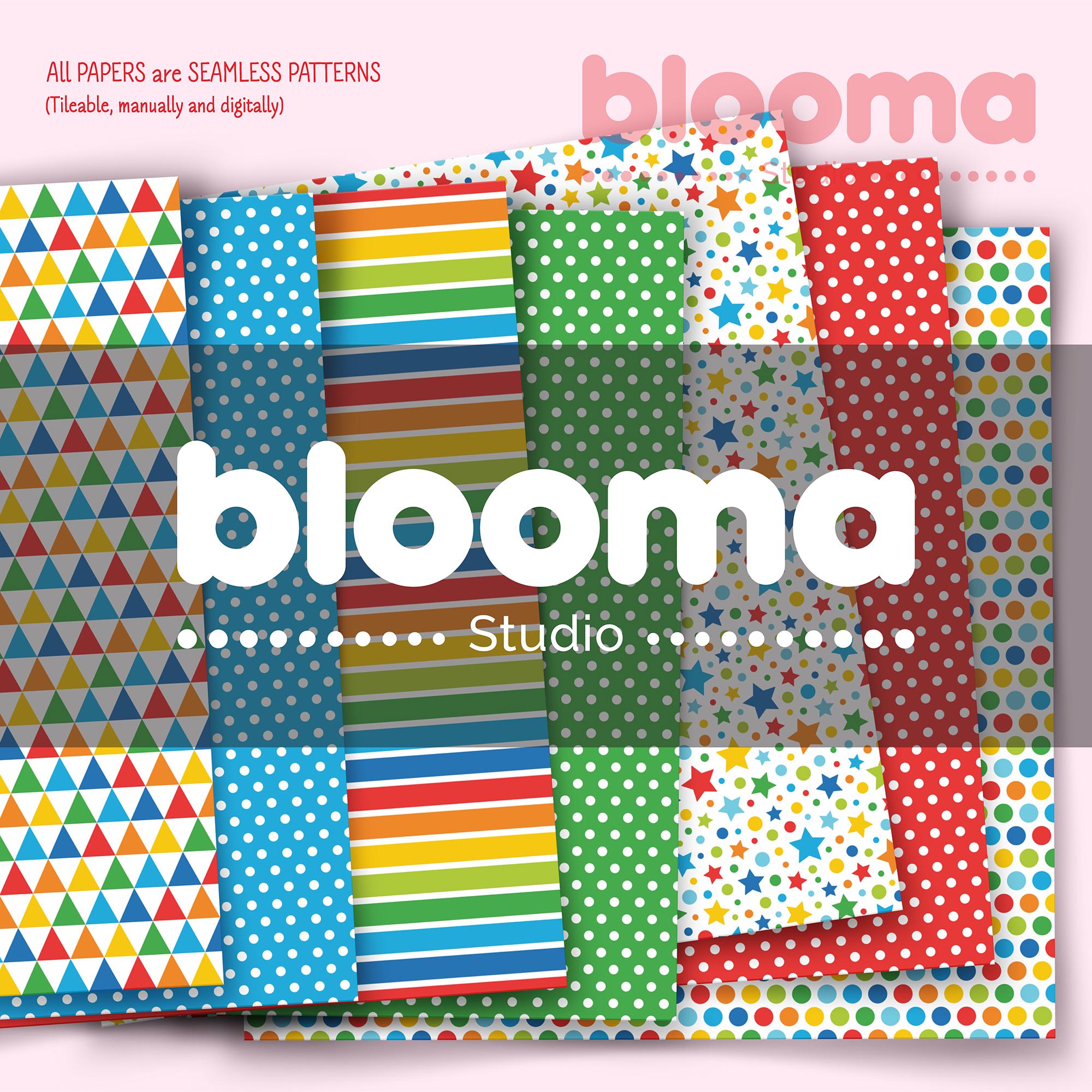 Buy Primary Colors Digital Paper Pack, Rainbow Pattern, Bright Color ...