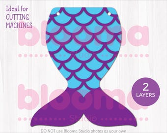 Mermaid Banner SVG, Birthday Banner svg, Layered files, Laser cut files, Mermaid banner PNG, Printable banner, JPG Ai Eps, Commercial use
