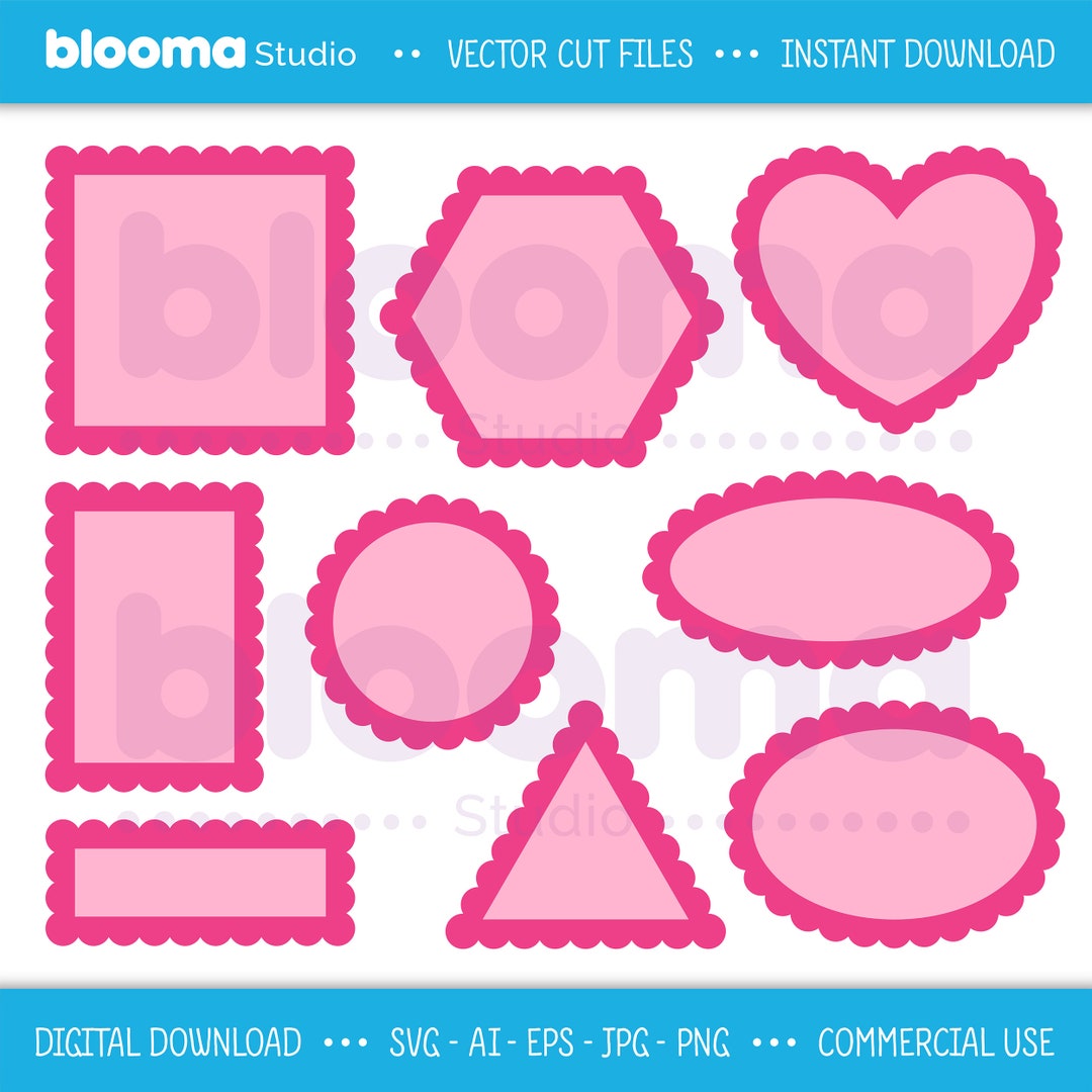 Scalloped Frames SVG, Scalloped Shape Svg, Photo Frame Svg, Round Oval ...