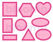 Scalloped frames SVG, Scalloped shape svg, Photo frame svg, Round Oval Square Rectangle Heart, Frame clipart, PNG JPG Eps Ai, Laser cut file