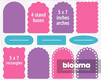5 x 7 arch sign template bundle, Arch stand Svg, Social media sign digital, Scalloped arch laser cut file, Wedding table decor