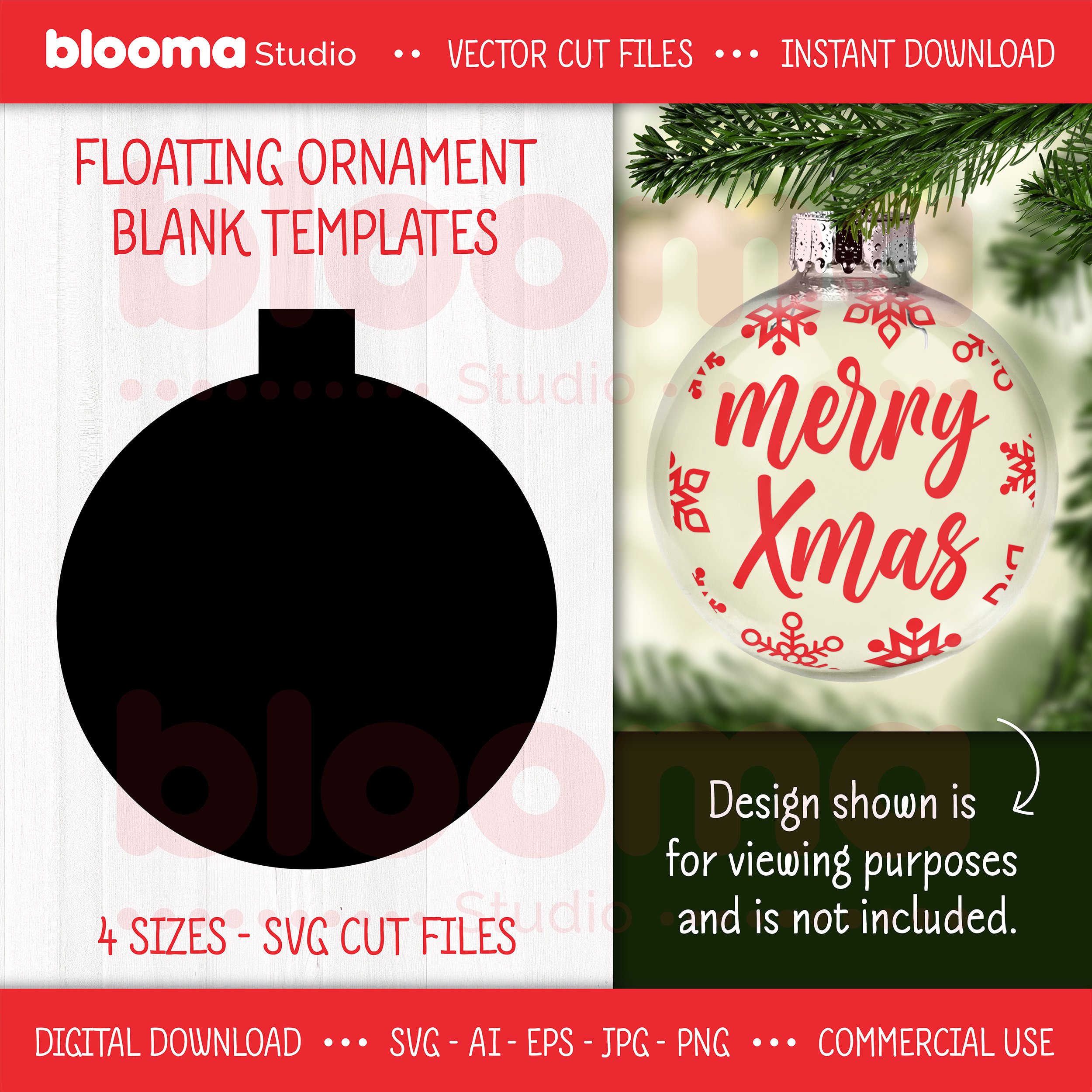 Round Christmas Ornament Gift Box SVG File Template 2 ⅜”