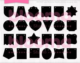Birthday banner SVG, Banner flag svg, Printable banner, Laser cut files, Banner cake topper, Banner shape svg, Party decor svg, PNG JPG Eps