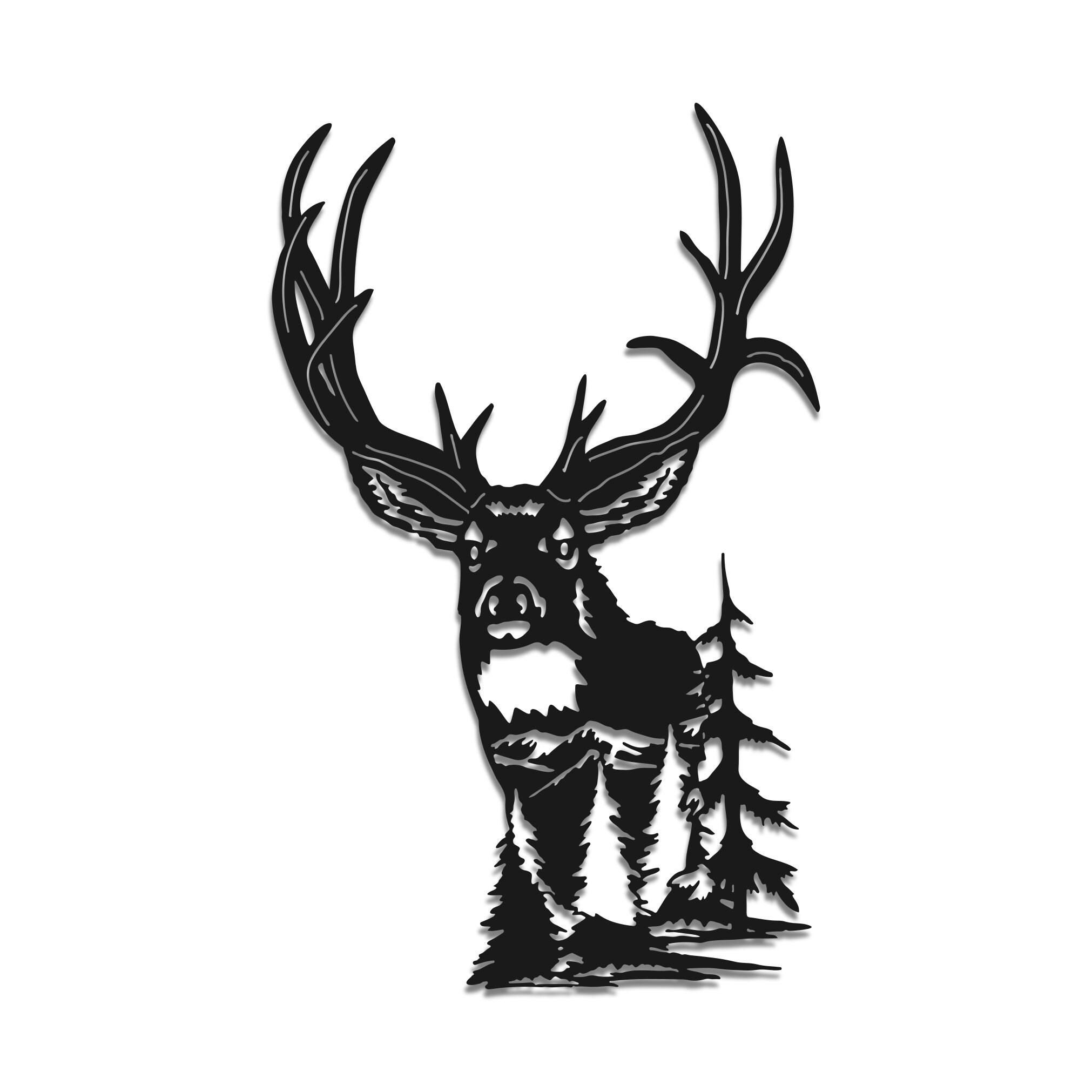 Buck Deer Head Trees Metal Cutout Wall Art Wildlife Home Etsy