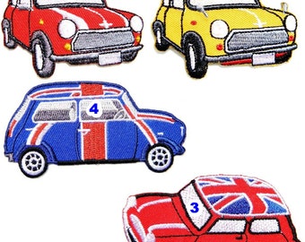 Ecusson rouge Mini Cooper UK patches brode appliques 7,5x5,3cm