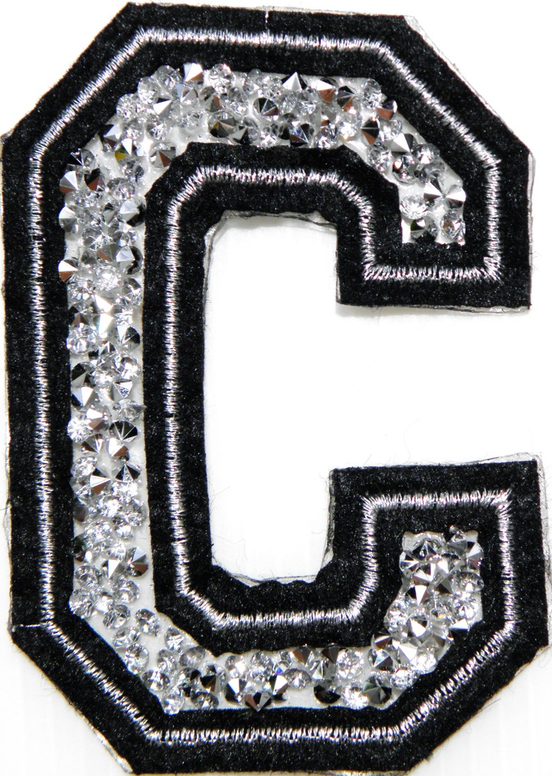 3 A-Z Letter Crystal Diamond Sparkle Name Tag Badge Patch Iron On Sew Hot fix Craft Clothes T shirt Jacket Decorative Costume Gift