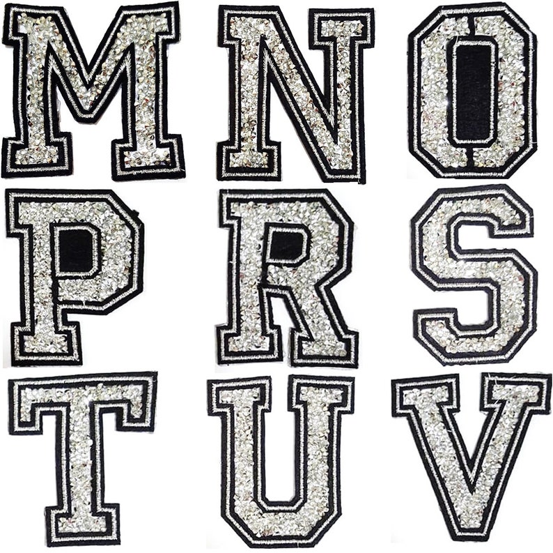 3 A-Z Letter Crystal Diamond Sparkle Name Tag Badge Patch Iron On Sew Hot fix Craft Clothes T shirt Jacket Decorative Costume Gift