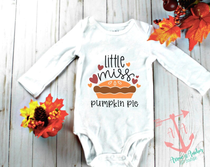 longsleeve fall pumpkin onesie Pumpkin Pie onesie Fall baby bodysuit Thanksgiving baby bodysuit Little Miss Pumpkin Pie Onesie
