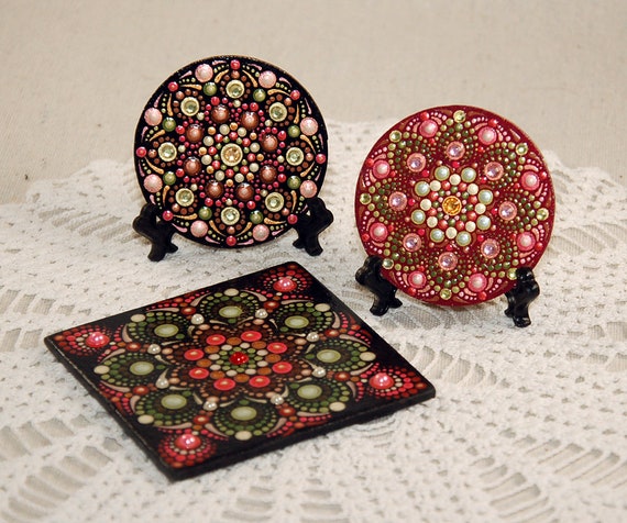 Pretty Mandala Art Christmas Custom Handmade Ornament//Magnet//Dollhouse miniature