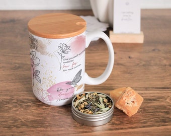 21st Birthday Gift for Her, Mug with Daily Affirmations and Loose Leaf Tea, Unique Friendship Gift for Best Friend 21st Birthday,