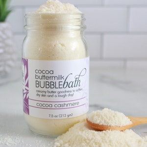 Cocoa Butter Milk Bubble Bath Powder for Self Care Gift for Her, Milk Bath Soak, Vanilla Bath Bomb Fizzy