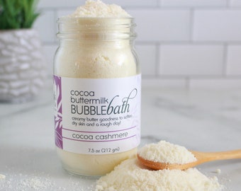 Cocoa Butter Milk Bubble Bath Powder for Self Care Gift for Her, Milk Bath Soak, Vanilla Bath Bomb Fizzy