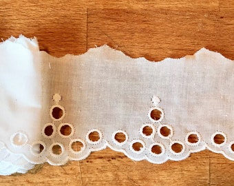 Festoon Lace Hole Embroidery Batiste White cotton