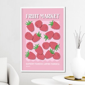Fruit Market Raspberry Print ~ Póster ~ Retro ~ Impresión de cocina ~ Impresión rosa ~ Impresión de arte ~ Enmarcado o sin marco A5-A1