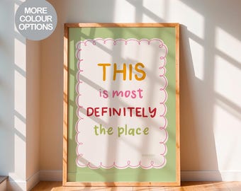 This Must Be The Place Print, Unframed Living Room Decor Print, Framed Bedroom Retro Wall Art, Mid Century Wall Art, Vintage Style Print