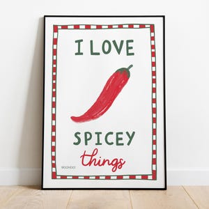 Spice Love Kitchen Wall Art Print, Kitchen Hot Chilli Poster, Foodie Art Print, Modern Trendy Hand Drawn Print, Friend Gift, Chillies Lover
