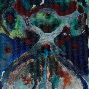 The Fierce God Ekajati: Mixed Media on Canvas Panel Painting (4x6 inches)