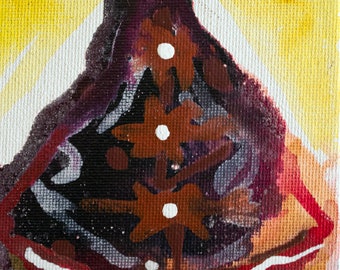 The Bodhisattva Akasagarbha: Mixed Media on Canvas Panel Painting (4x6 inches)