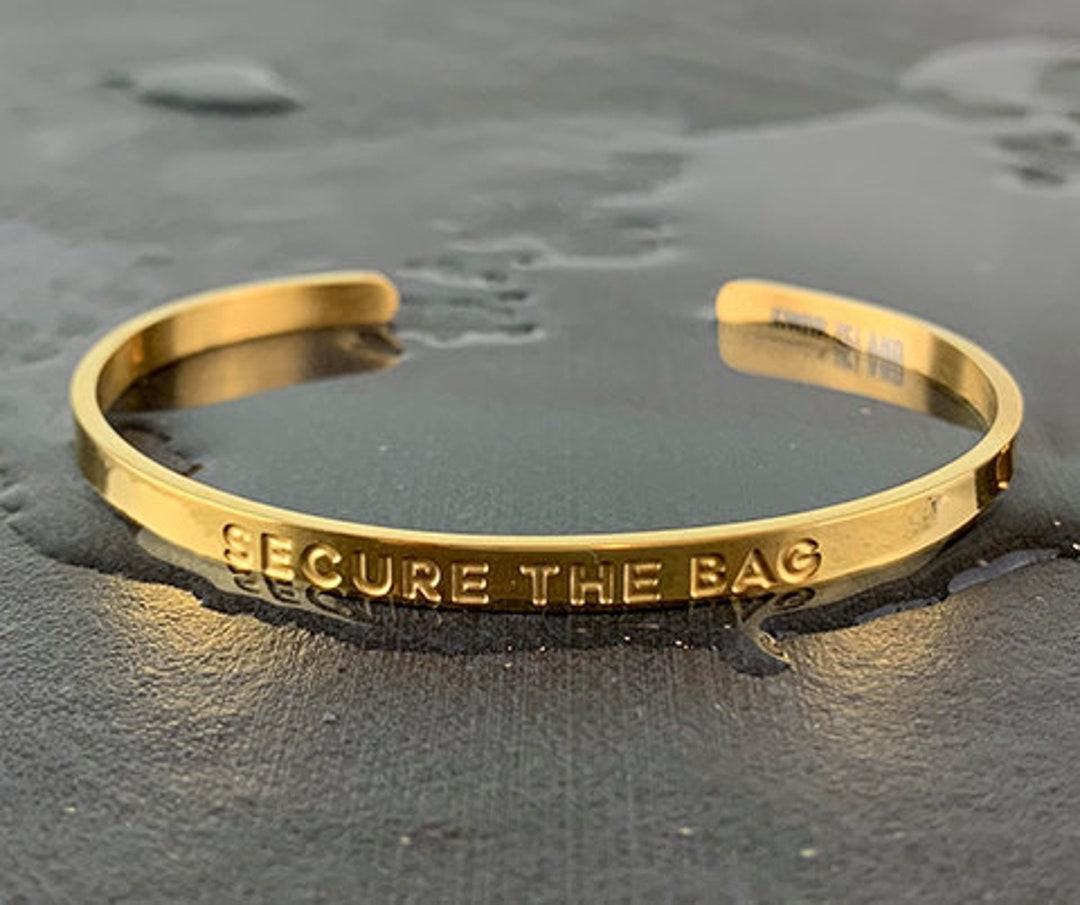 SECURE THE BAG Boss Babe Quote Bracelet Motivational Gift Hustler Quote Modern Jewelry Best Friend Gift Snob Island Etsy