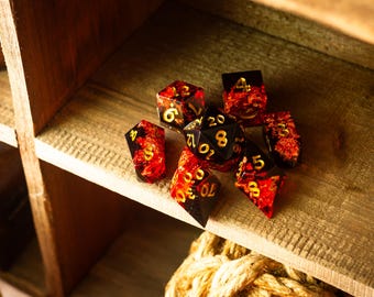 Dark Red Blood Handmade Resin Dice Set RPG Game DND MTG Tabletop Gaming