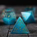 Vine Spike Gemstone Blue Cats Eye Stone (And Box) Polyhedral Dice DnD Dice Set