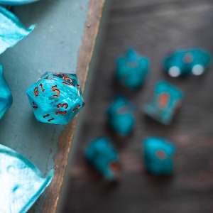 Blue Smoke Handmade Resin Dice Set RPG Game DND MTG Tabletop Gaming